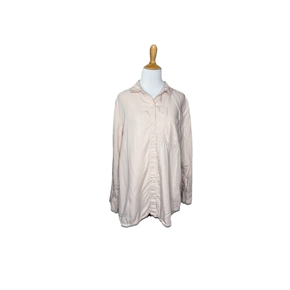 Old Navy Light Pink Tencel Long Sleeve Button Up Shirt Size Large Womens